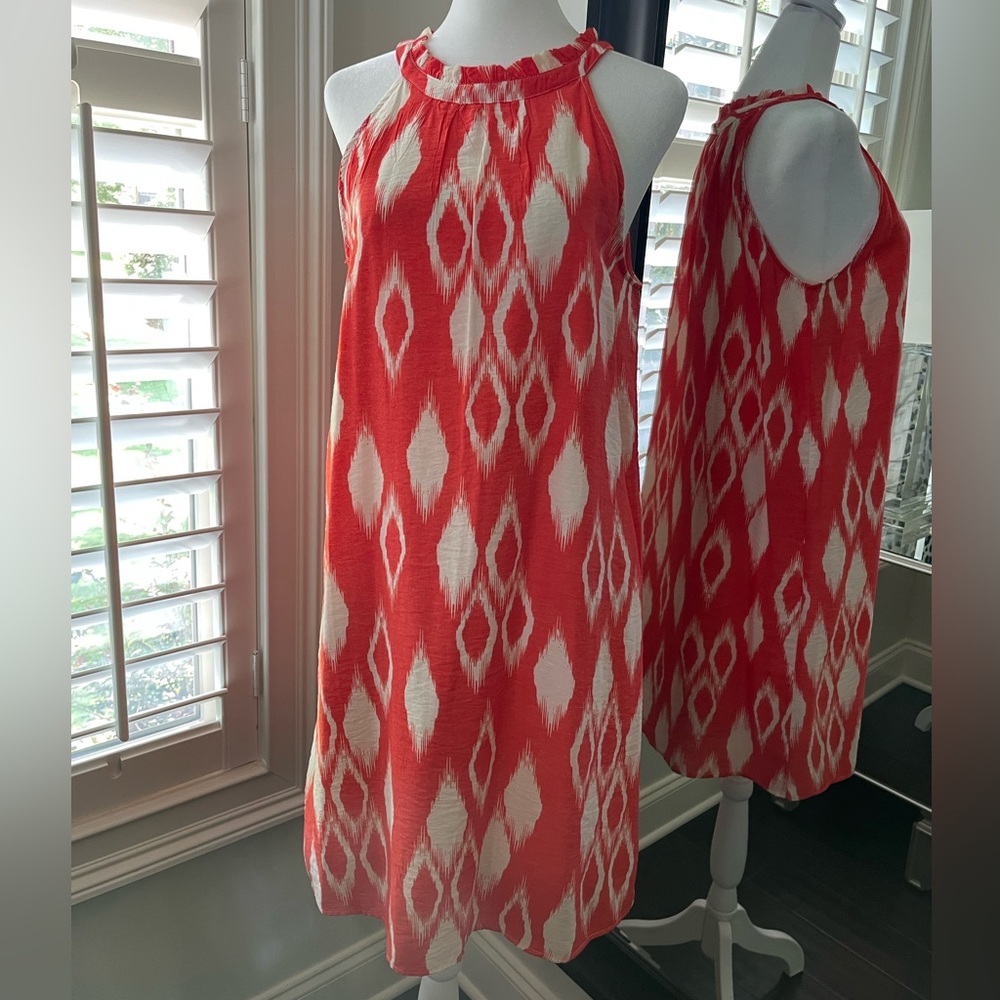 THML Orange and White Midi Dress, Medium